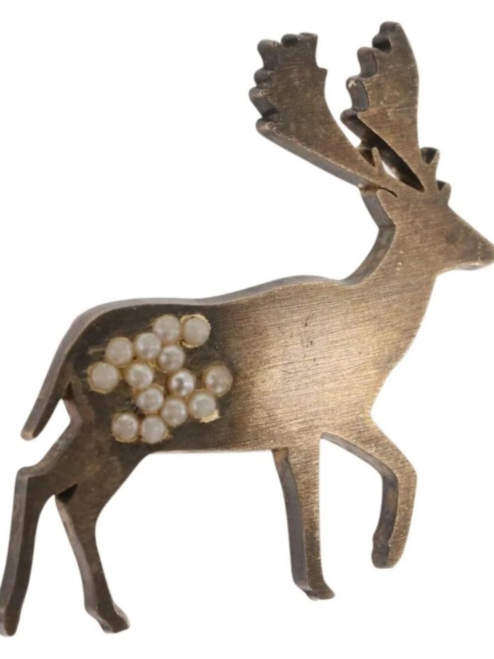 CHANEL Reindeer Brooch metal Gold CC Auth bs34415